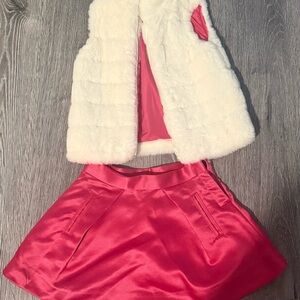 Janie and Jack Pink Skirt with Cream Vest